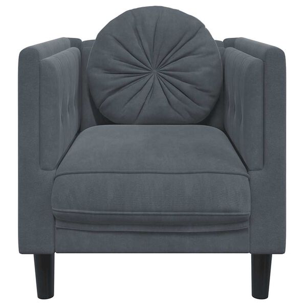 vidaXL Fauteuil avec coussin gris foncé velours