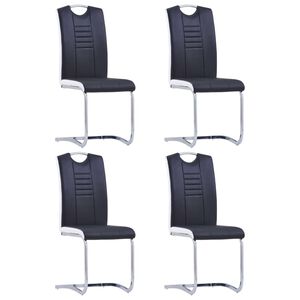 vidaXL Chaises &agrave; manger cantilever lot de 4 noir similicuir