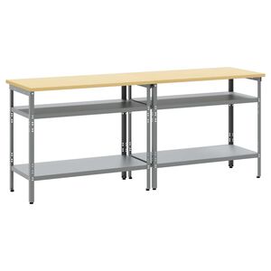 vidaXL Ensemble d'établi Réglable 2 pcs Gris 200 x 55 x 85 cm Acier