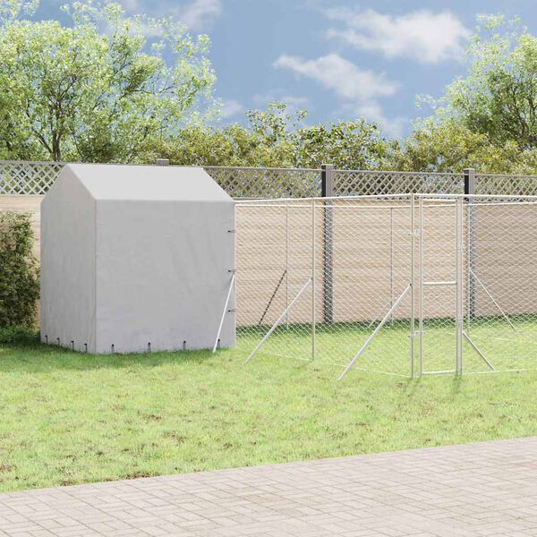 vidaXL Chenil d'ext&eacute;rieur pour chiens avec toit argent&eacute; 6x6x2,5 m