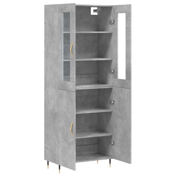 vidaXL Buffet haut Gris b&eacute;ton 69,5x34x180 cm Bois d'ing&eacute;nierie