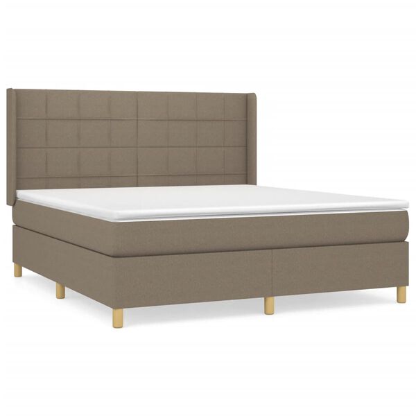 vidaXL Sommier &agrave; lattes de lit avec matelas Taupe 160x200 cm Tissu