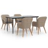vidaXL Ensemble &agrave; manger de jardin et coussins 5 pcs Marron