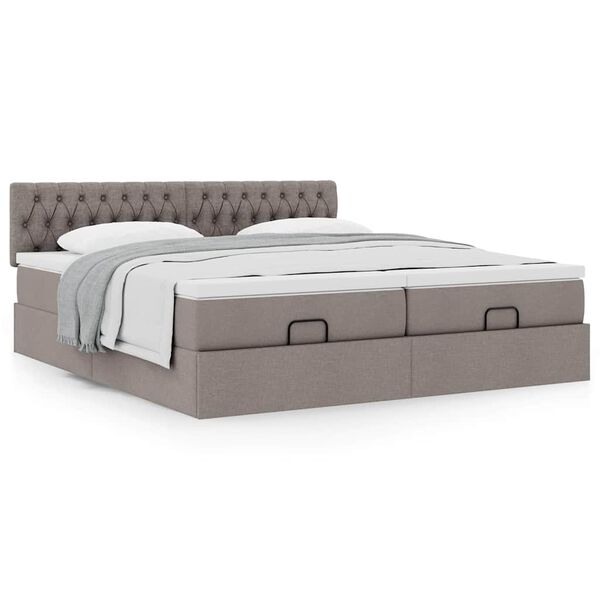 VidaXL Cadre de lit ottoman avec matelas taupe 200x200cm tissu