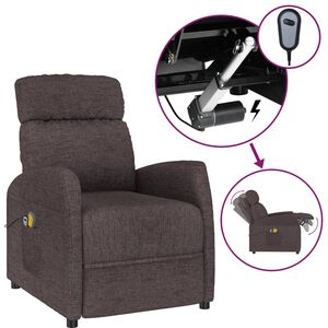 vidaXL Fauteuil &eacute;lectrique de massage Marron fonc&eacute; Tissu