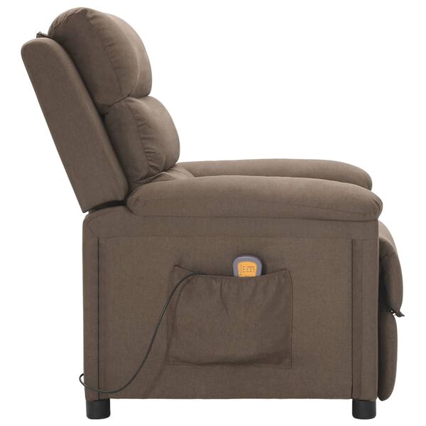 vidaXL Fauteuil de massage Taupe Tissu