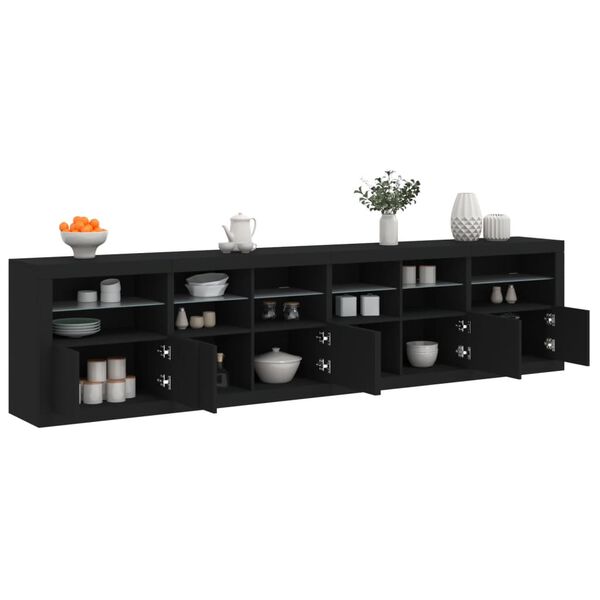 vidaXL Buffet avec lumi&egrave;res LED noir 283x37x67 cm