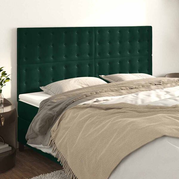 vidaXL T&ecirc;te de lit Vert fonc&eacute; 160x5x118/128 cm Velours