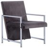 vidaXL Fauteuil avec pieds chrom&eacute;s gris fonc&eacute; velours