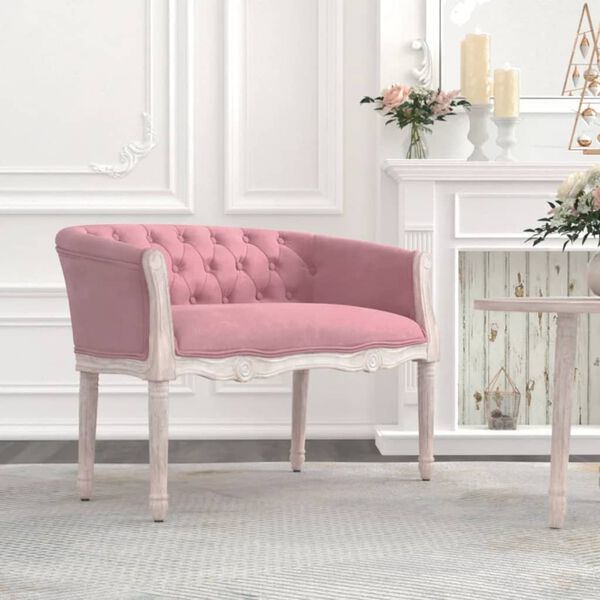 vidaXL Banc Rose 98x56x69 cm Velours