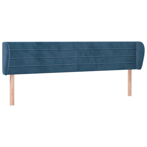 vidaXL T&ecirc;te de lit avec oreilles Bleu fonc&eacute; 183x23x78/88 cm Velours