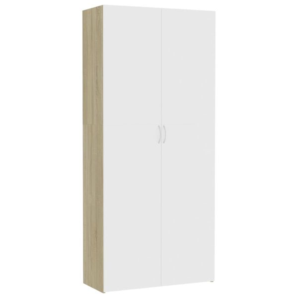 vidaXL Armoire de rangement blanc et ch&ecirc;ne sonoma bois d'ing&eacute;nierie