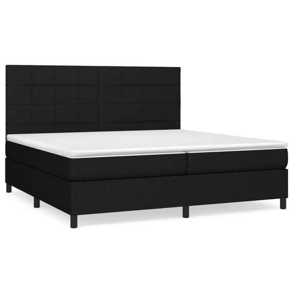 vidaXL Sommier &agrave; lattes de lit avec matelas Noir 200x200 cm Tissu