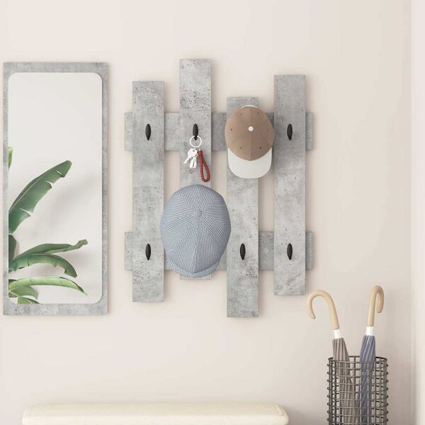 vidaXL Porte-manteau mural Gris b&eacute;ton 60 x 3 x 82 cm Bois d'ing&eacute;nierie