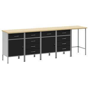 vidaXL Ensemble de placards de travail 5 pi&egrave;ces Noir et gris