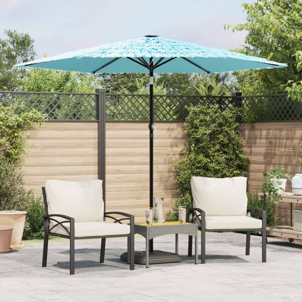 vidaXL Parasol de jardin avec m&acirc;t en acier bleu 268x268x226 cm