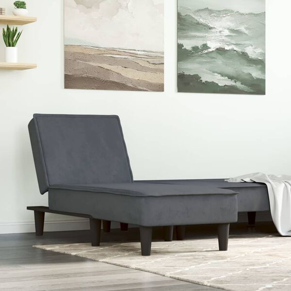 vidaXL Chaise longue gris fonc&eacute; velours