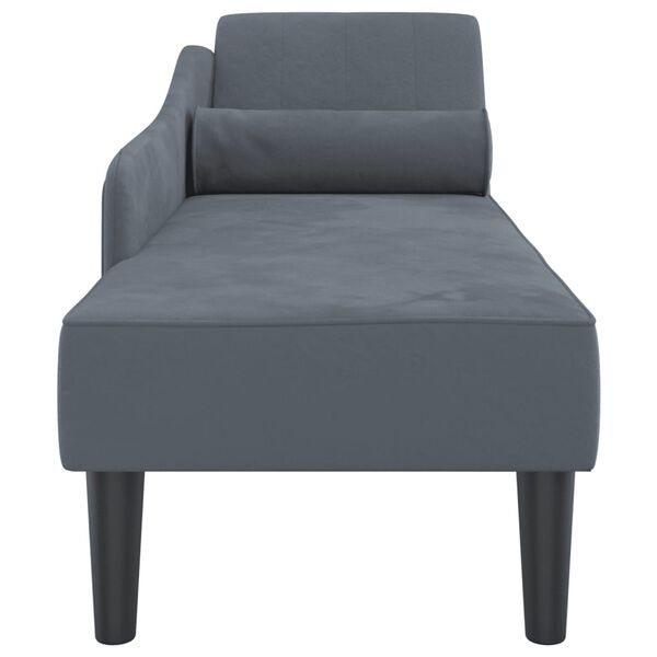 vidaXL Chaise longue avec coussins gris fonc&eacute; velours