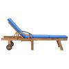vidaXL Chaises longues avec coussins 2 pcs Bois de teck solide Bleu
