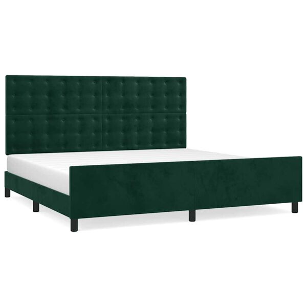 vidaXL Cadre de lit sans matelas vert fonc&eacute; 200x200 cm velours