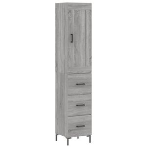 vidaXL Buffet haut Sonoma gris 34,5x34x180 cm Bois d'ing&eacute;nierie
