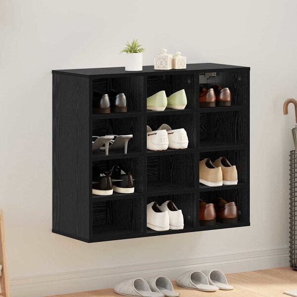 vidaXL Cabinet &agrave; chaussures avec &eacute;tag&egrave;re Ch&ecirc;ne noir 77,5 x 30 x 67 cm