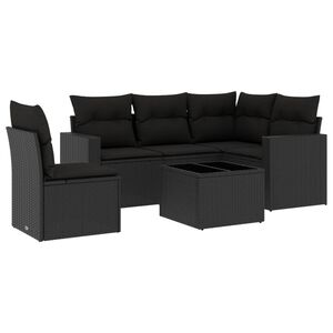 vidaXL Salon de jardin 6 pcs avec coussins noir r&eacute;sine tress&eacute;e