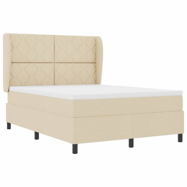 vidaXL Lit &agrave; ressorts avec matelas Cr&egrave;me 160 x 200 cm tissu
