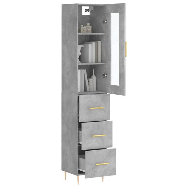 vidaXL Buffet haut Gris b&eacute;ton 34,5x34x180 cm Bois d'ing&eacute;nierie