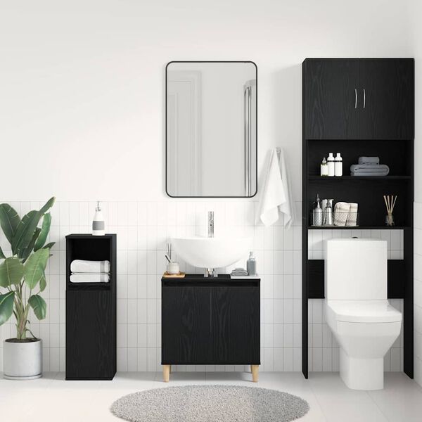 vidaXL Meuble de Lavabo de Salle de Bain Ch&ecirc;ne noir 58 x 33 x 60 cm