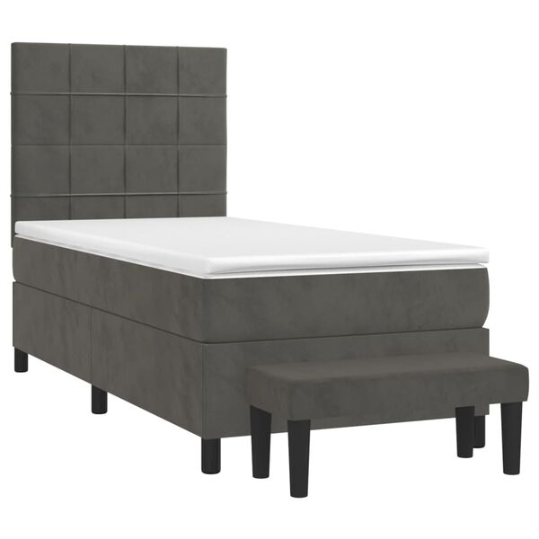 vidaXL Sommier &agrave; lattes de lit et matelas Gris fonc&eacute; 90x190 cm Velours