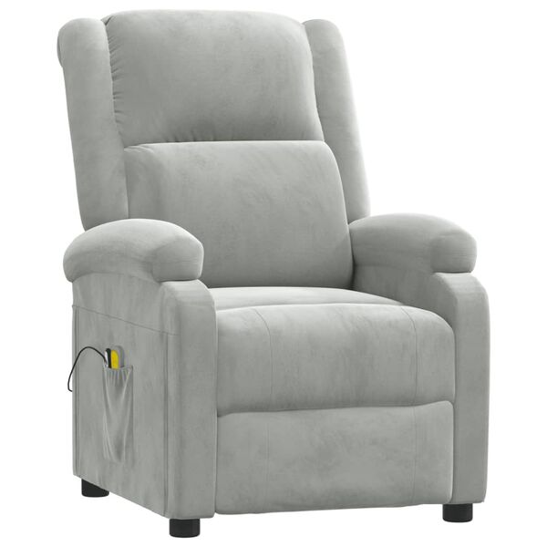vidaXL Fauteuil électrique de massage Gris clair velours