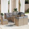 vidaXL Salon de jardin avec coussins 9 pcs beige r&eacute;sine tress&eacute;e