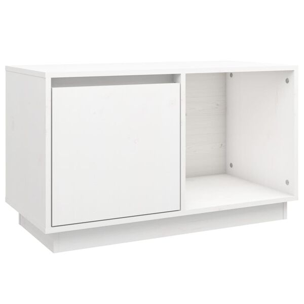 vidaXL Meuble TV Blanc 74x35x44 cm Bois de pin massif