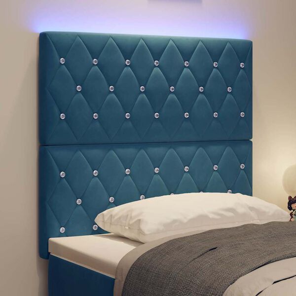 vidaXL Tête de lit LED avec tête de lit Bleu foncé 100 cm Polyester