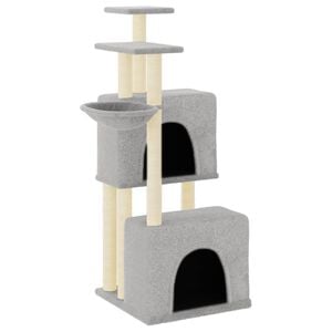 vidaXL Arbre &agrave; chat avec griffoirs en sisal gris clair 122 cm