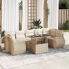 vidaXL Salon de jardin avec coussins 8 pcs beige r&eacute;sine tress&eacute;e