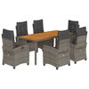 vidaXL Ensemble &agrave; manger de jardin et coussins 7 pcs gris rotin
