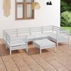 vidaXL Salon de jardin 7 pcs Blanc Bois de pin massif