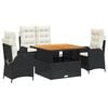 vidaXL Ensemble &agrave; manger de jardin 4 pcs avec coussins noir