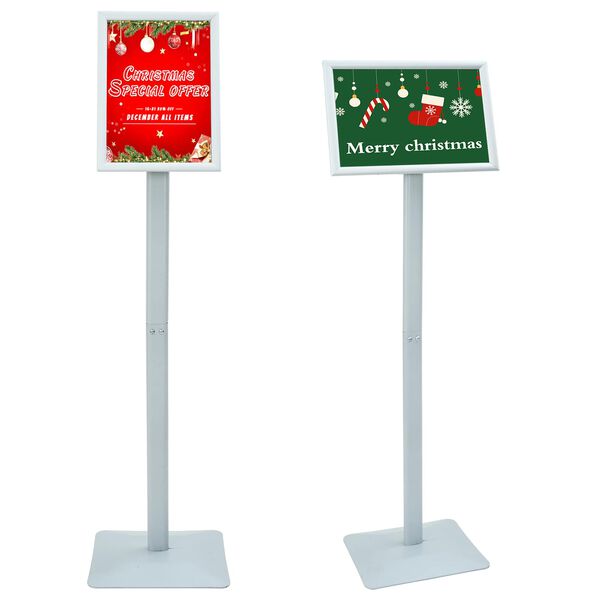 vidaXL Stand de Poster sur Pied Argent&eacute; 32 x 27 x 119 cm PVC et Fonte