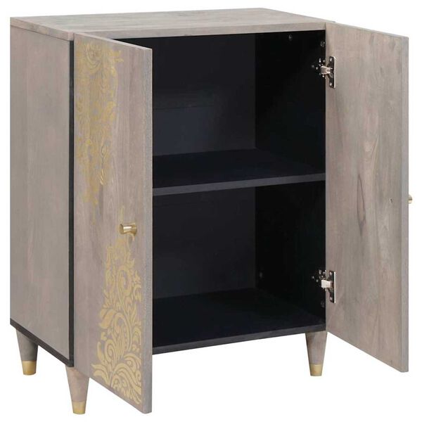 vidaXL Buffet Gris et or 60 x 33 x 75 cm Bois de mangue massif