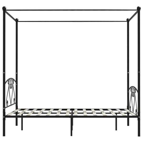 vidaXL Cadre de lit sans matelas avec baldaquin noir 160x200 cm métal