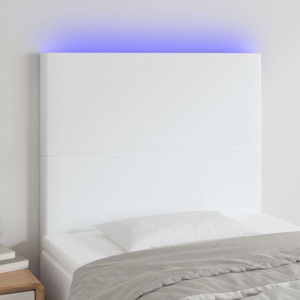 vidaXL Tête de lit à LED Blanc 80x5x118/128 cm Similicuir