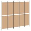 vidaXL Paravent 5 Panels Beige 250 x 220 cm Tissu