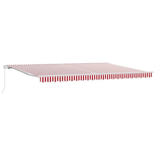 vidaXL Auvent Rétractable Rouge et Blanc 500 × 300 cm Tissu et Métal