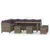 vidaXL Salon de jardin 6 pcs avec coussins r&eacute;sine tress&eacute;e gris