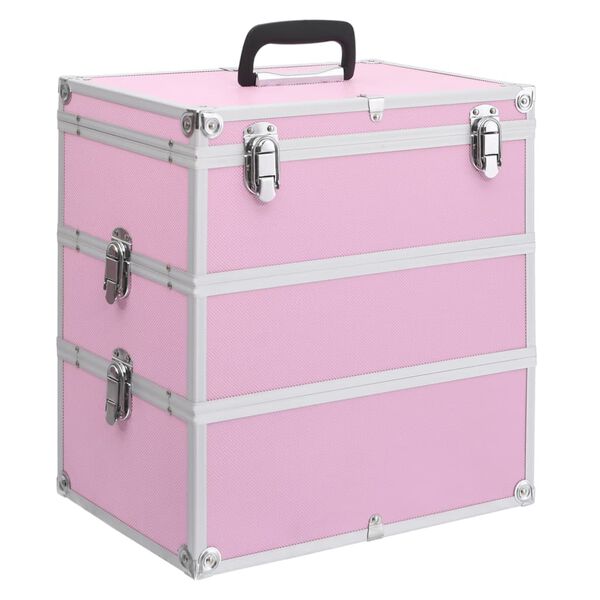 vidaXL Mallette &agrave; maquillage 37x24x40 cm Rose Aluminium