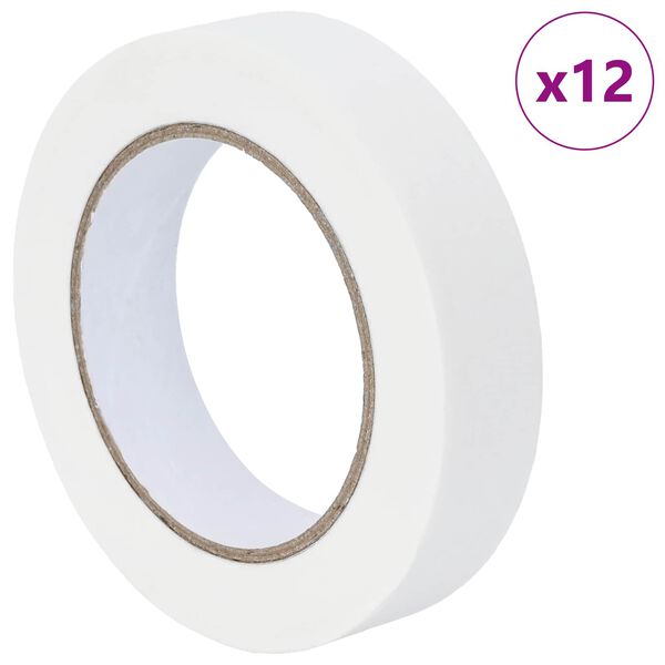 vidaXL Rubans de masquage pour peintre 12 pcs Blanc 25 mm x 50 m