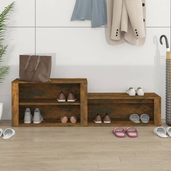 vidaXL Armoire à chaussures Chêne fumé 150x35x45 cm Bois d'ingénierie
